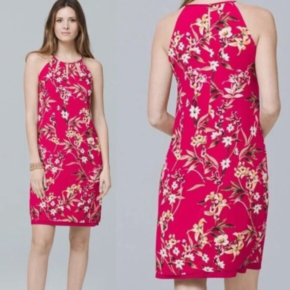 WHBM Reversible Floral Woven Shift Dress in Cerise Pink XS - Picture 1 of 12
